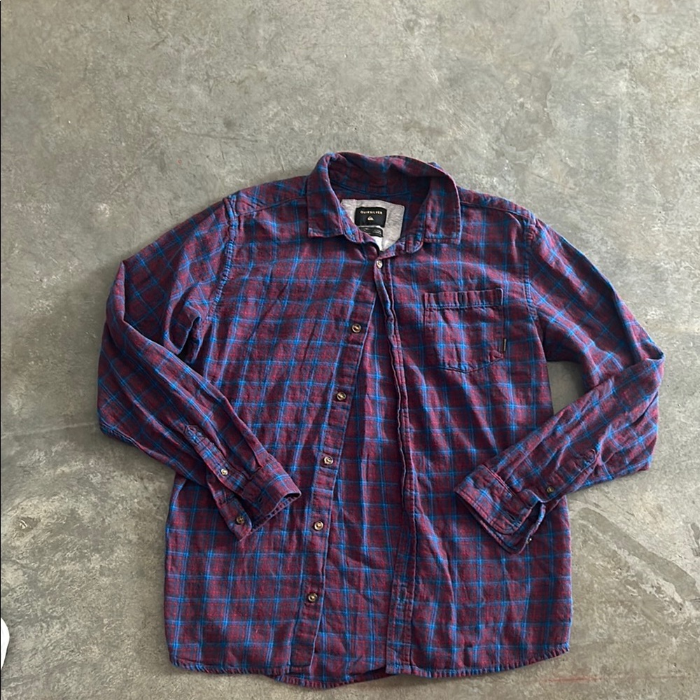 Quicksilver boys Blue and Red Plaid Shirt